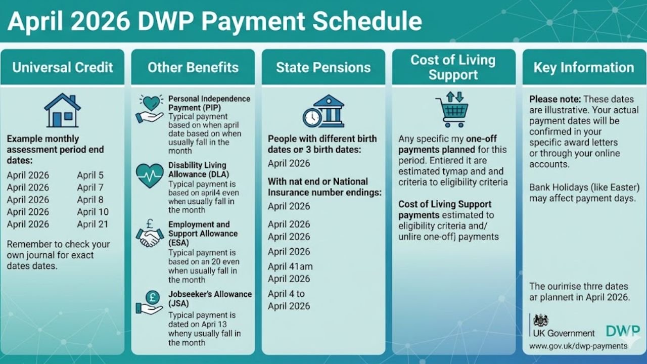 April 2026 DWP Payment Schedule: Universal Credit, Benefits, Pensions and Cost of Living Support