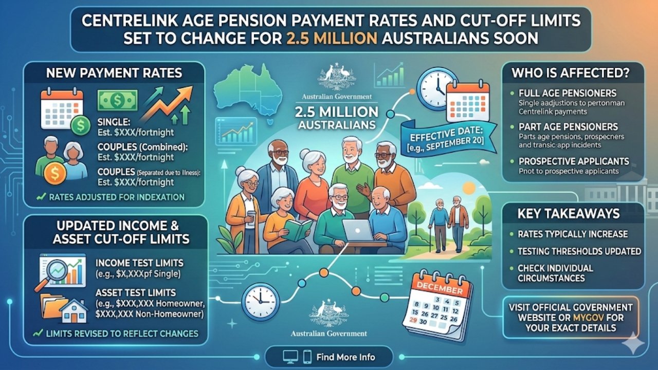 Centrelink Age Pension Payment Rates and Cut-Off Limits Set to Change for 2.5 Million Australians Soon