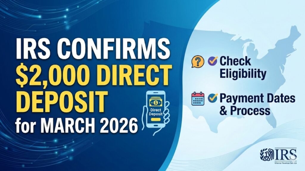 IRS Confirms $2,000 Direct Deposit for March 2026 – Check Eligibility, Payment Dates & Claim Process