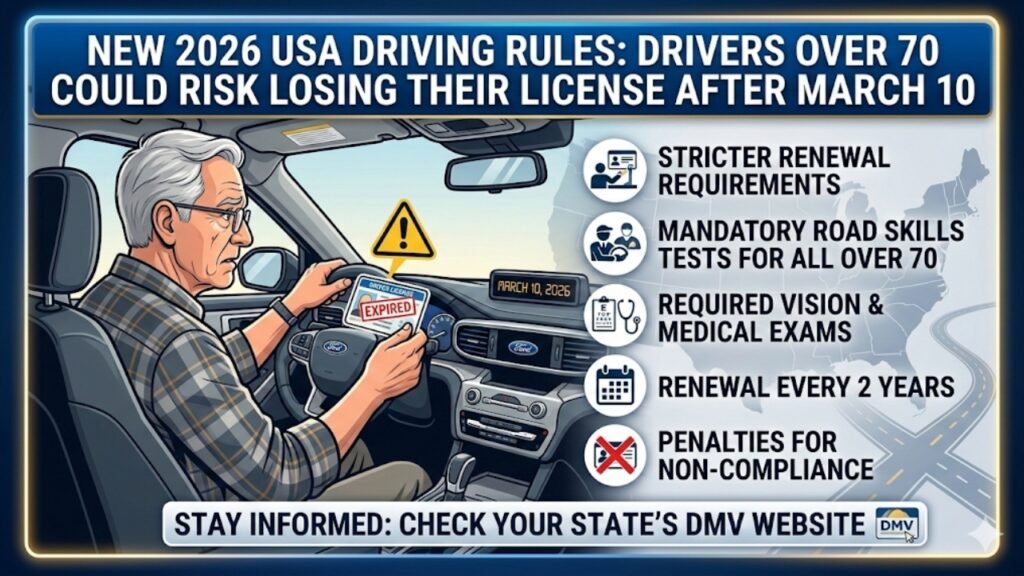 New 2026 USA Driving Rules: Drivers Over 70 Could Risk Losing Their License After March 10