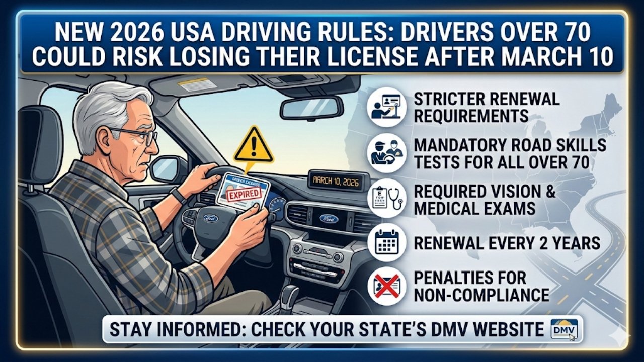 New 2026 USA Driving Rules: Drivers Over 70 Could Risk Losing Their License After March 10