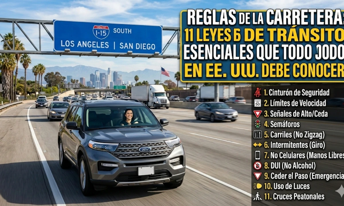 Reglas de la Carretera: 11 Leyes de Tránsito Esenciales que Todo Conductor en EE. UU. Debe Conocer